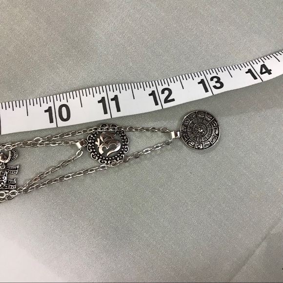 Silver Elephant & Moon Layered Long Necklace - Picture 3 of 5